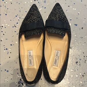 Jimmy Choo Black Sparkle Flats